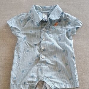 Carter's Blue Striped Bunny Romper 3m
